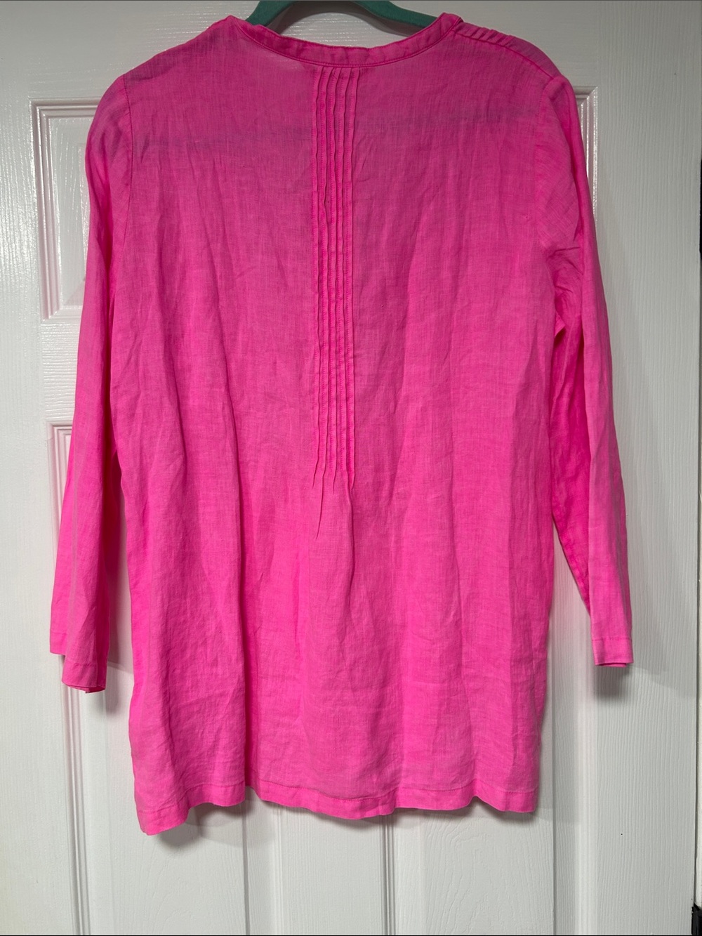 Lilly Pulitzer Hot Pink linen Sarasota Pintuck Button Tunic - Picture 4 of 6